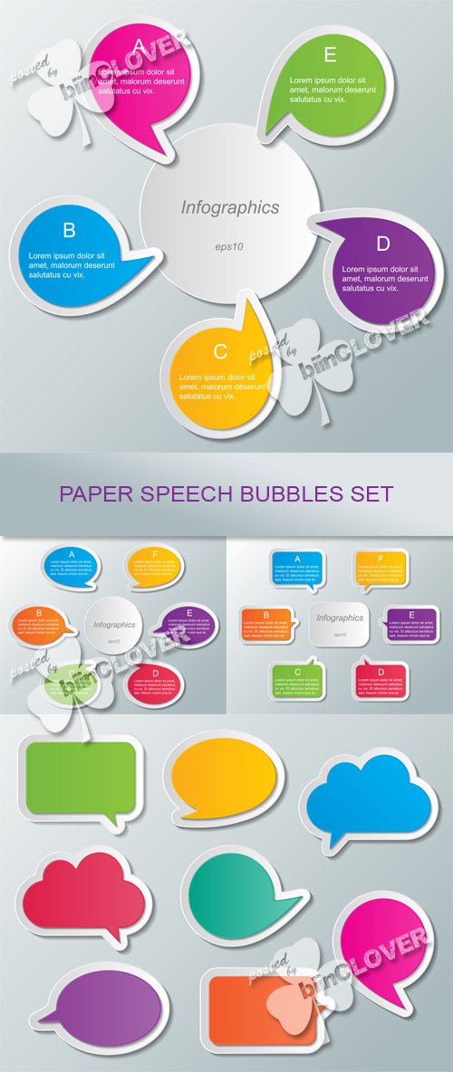 Vector Paper speech bubbles set