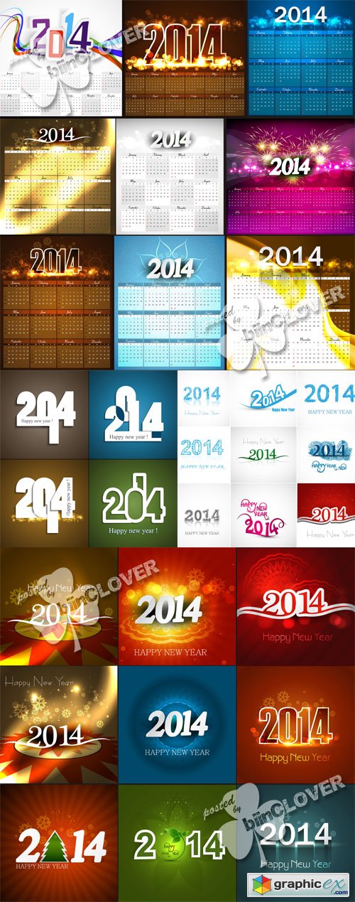 Vector 2014 calendars and cards