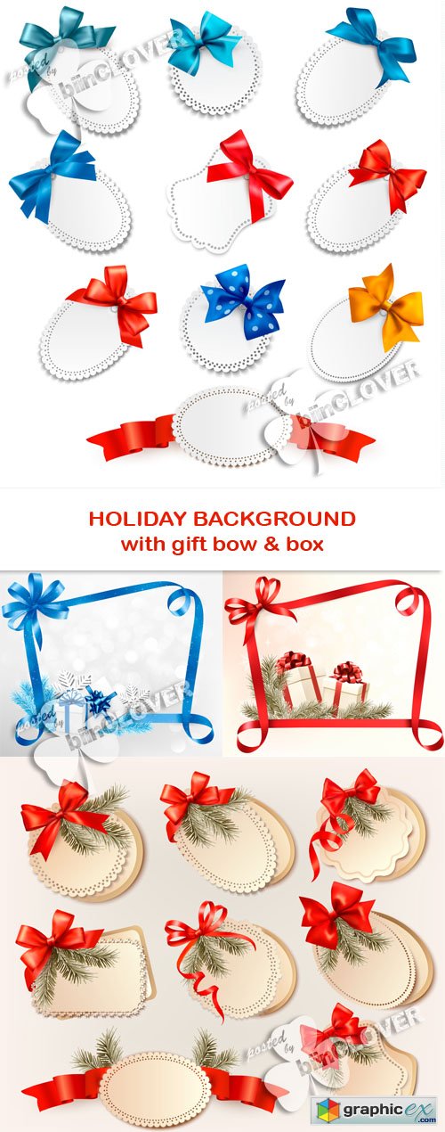 Vector Holiday background with gift bow and box 0531