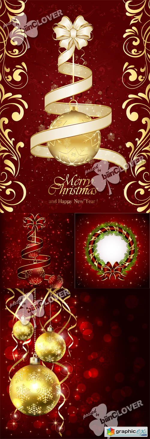 Vector Christmas cards with bow 0525