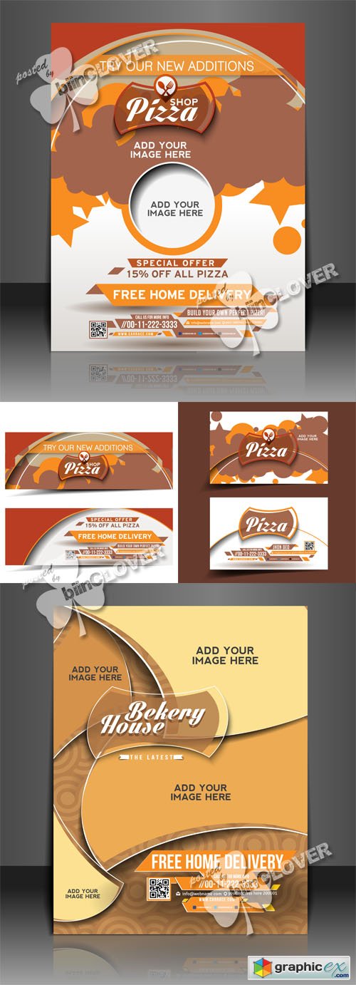 Vector Pizza and bakery flyer and banner 0522