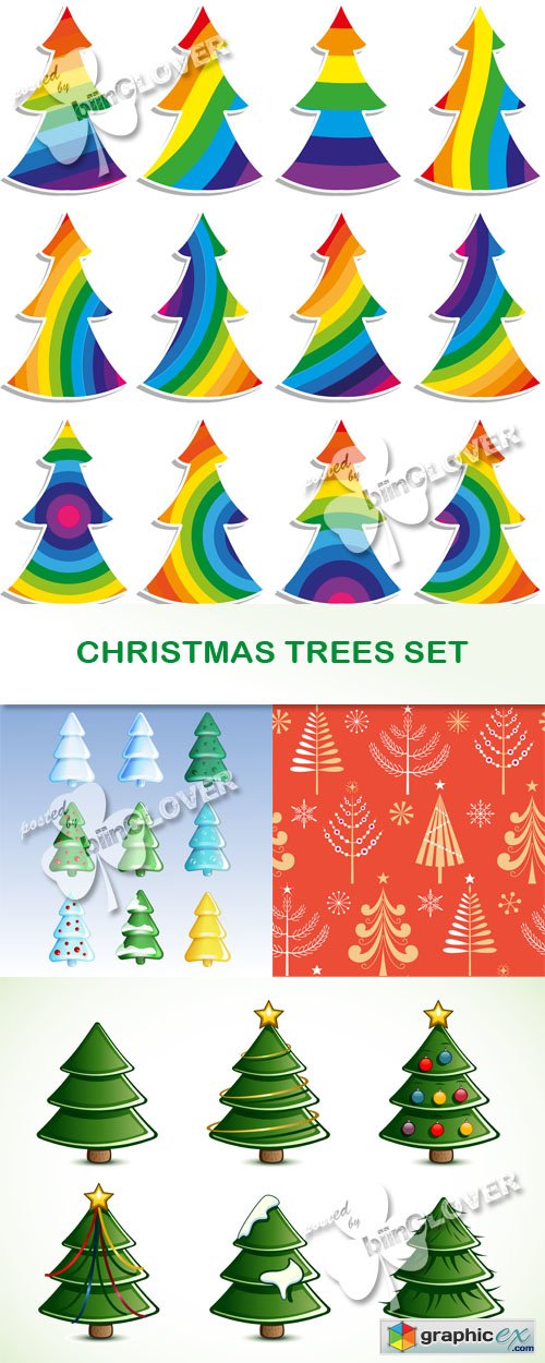 Vector Christmas trees set 0516