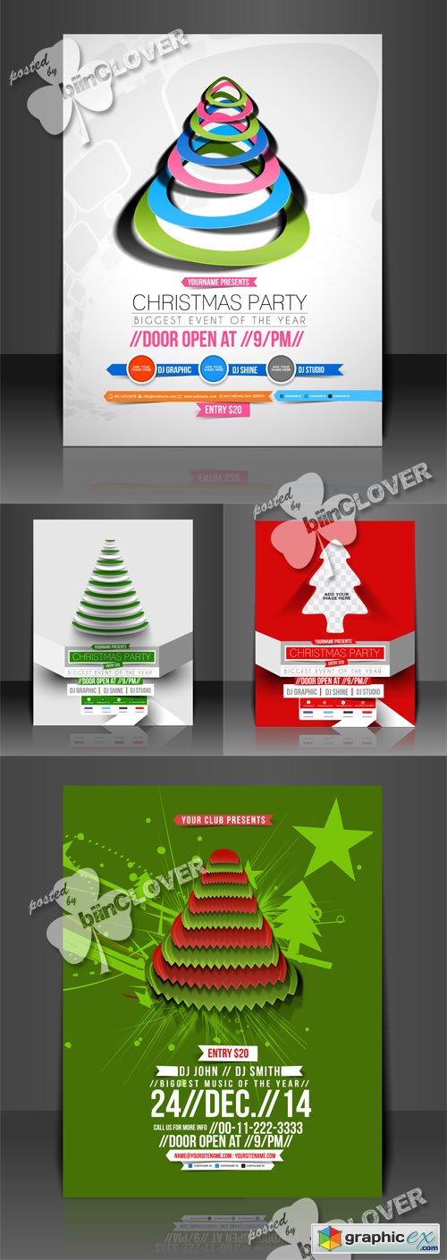 Vector Christmas flyer template 0512