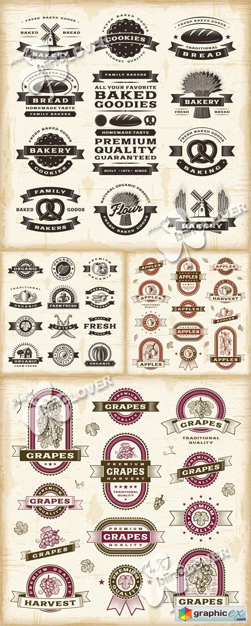 Vector Retro labels  and stickers set 0498