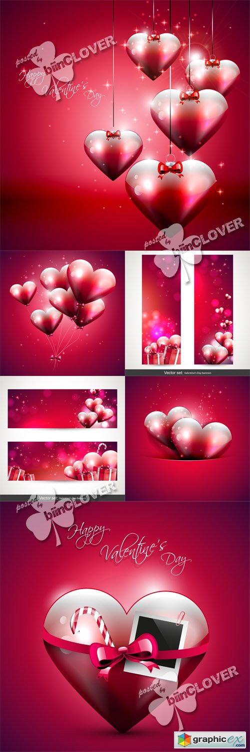 Vector Valentine hearts cards 0547