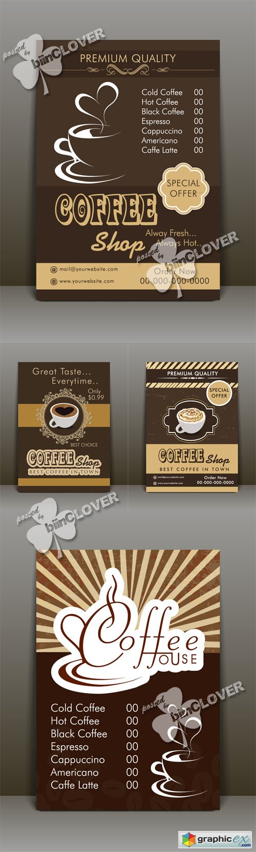 Vector Coffee cards design 0493