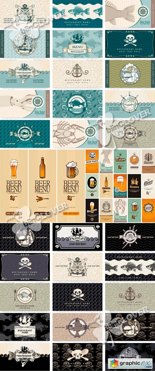 Vector Business cards of beer  and sea theme 0490