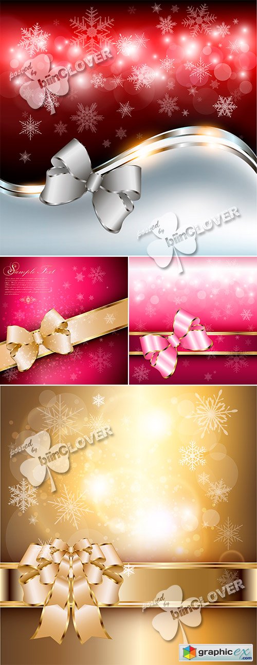 Vector Shiny background with gold bow 0490