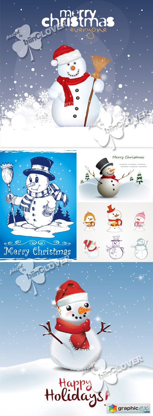 Vector Snowman cards 0548