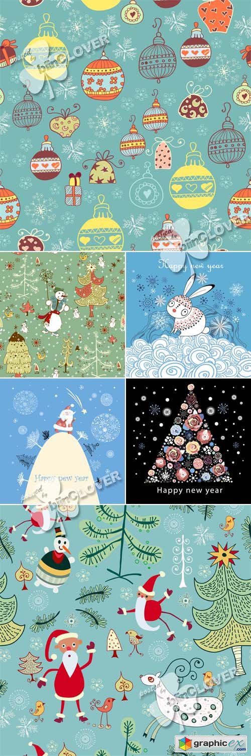 Vector Cute Christmas cards 0486