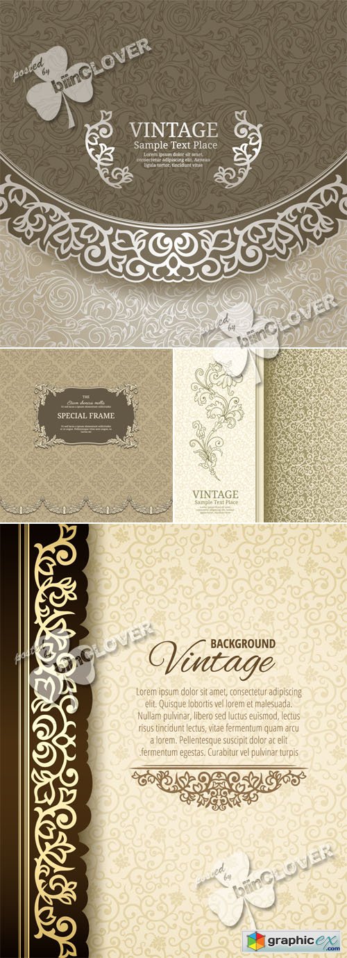 Vector Elegant vintage cards 0482