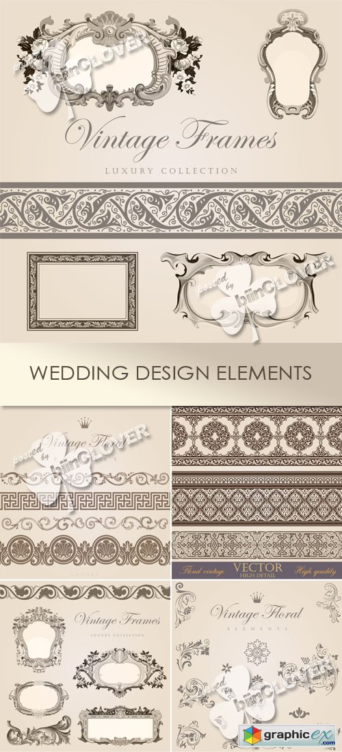 Vector Wedding design elements 0479
