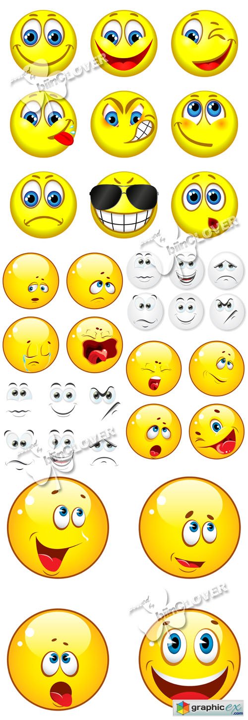 Vector Cartoon faces with emotions 0477