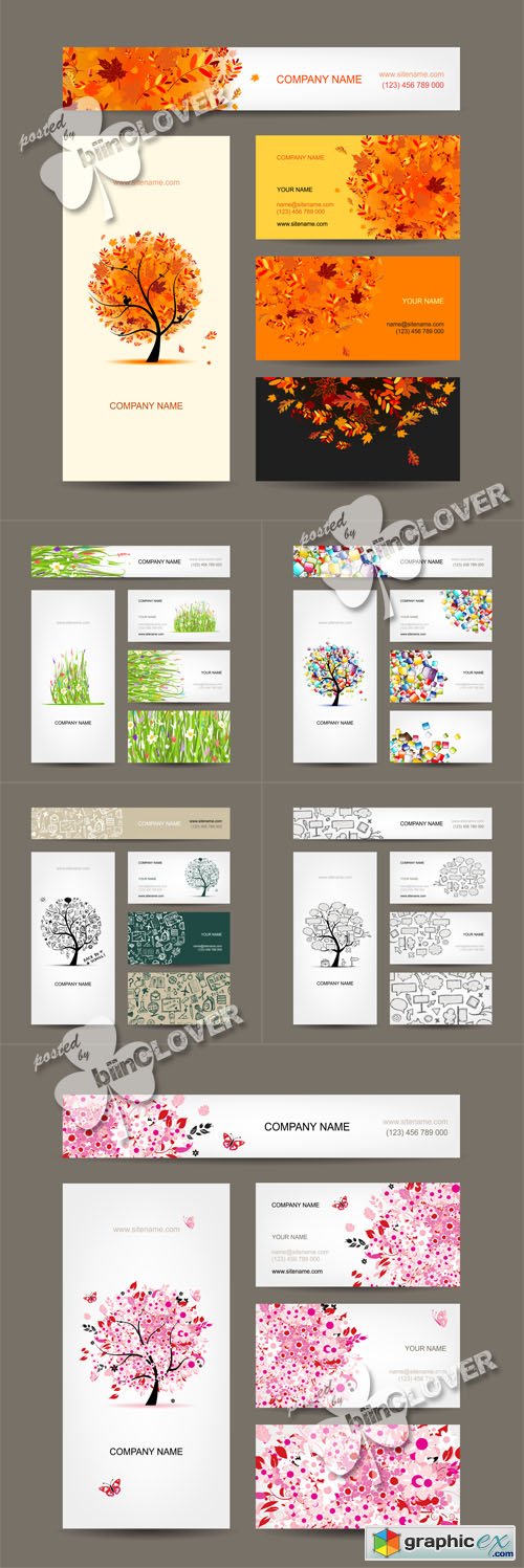 Vector Business cards with trees 0477