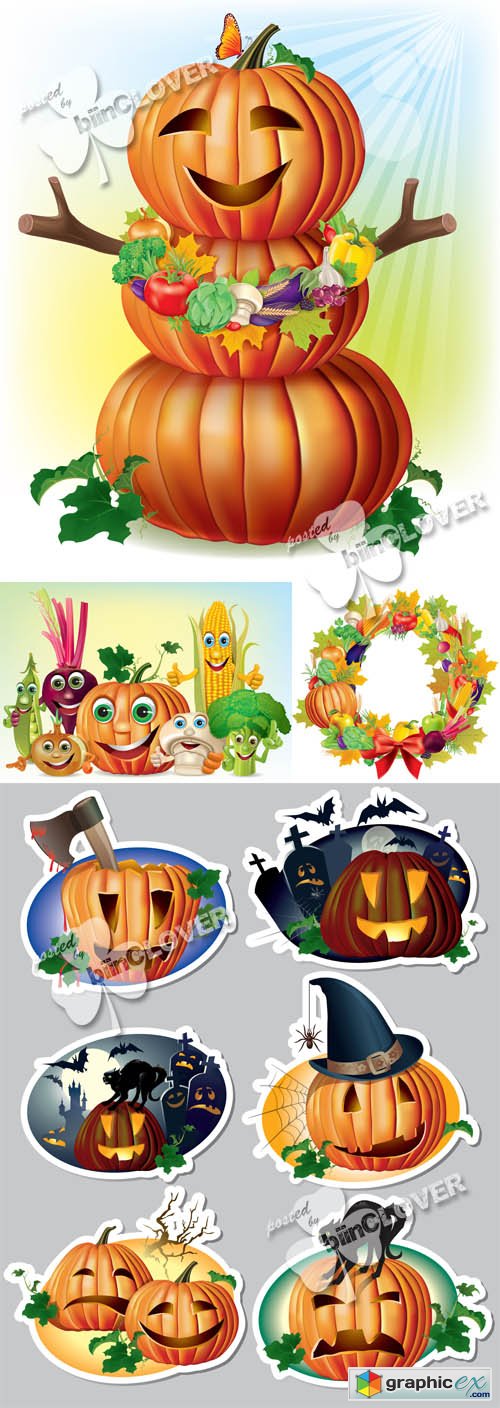 Vector Fun pumpkin and harvest 0477
