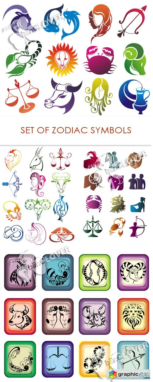 Vector Set of Zodiac symbols 0477