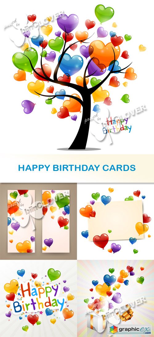 Vector Happy birthday cards 0476
