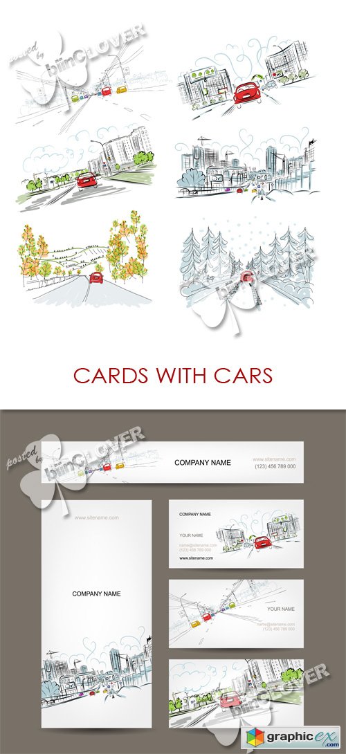 Vector Cards with cars 0476