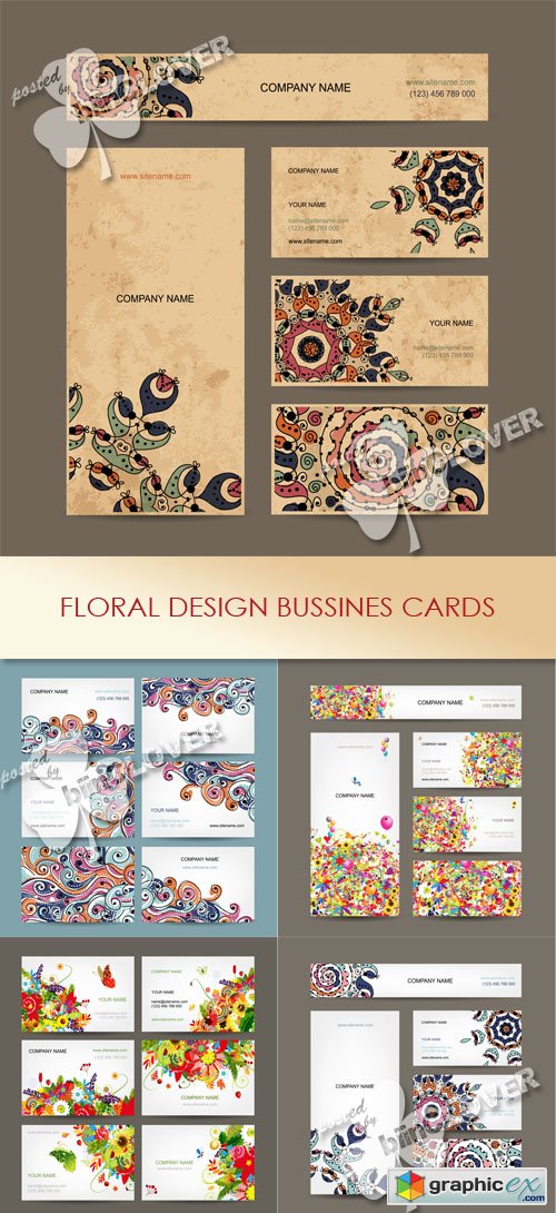 Vector Floral design business cards 0475