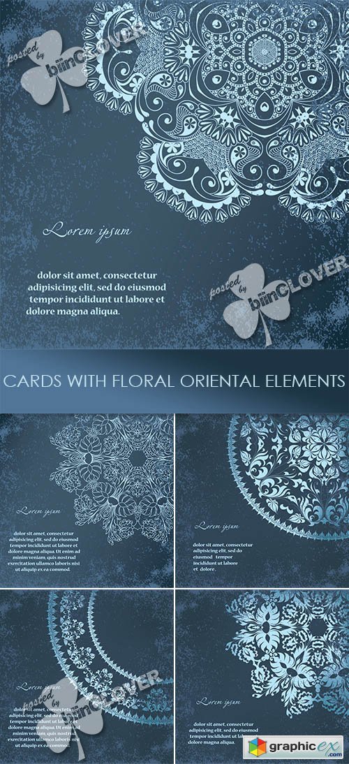 Vector Cards with floral oriental elements 0473