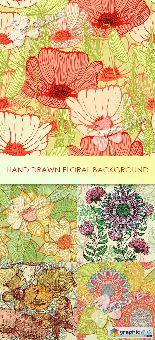 Vector Hand drawn floral background 0473