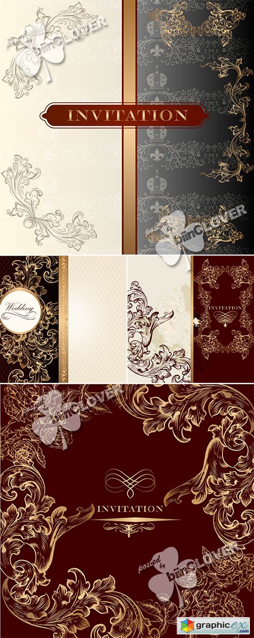 Vector Invitation card with royal ornament 0471