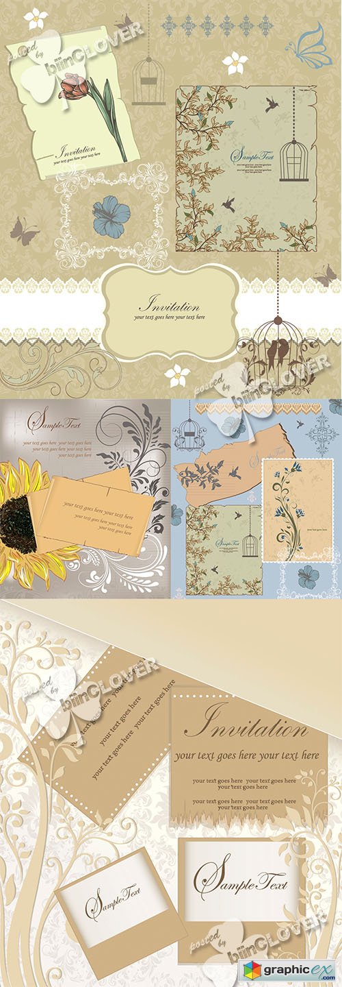 Vector Retro floral card 0469