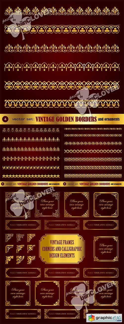 Vector Vintage golden borders and calligraphic design elements 0468