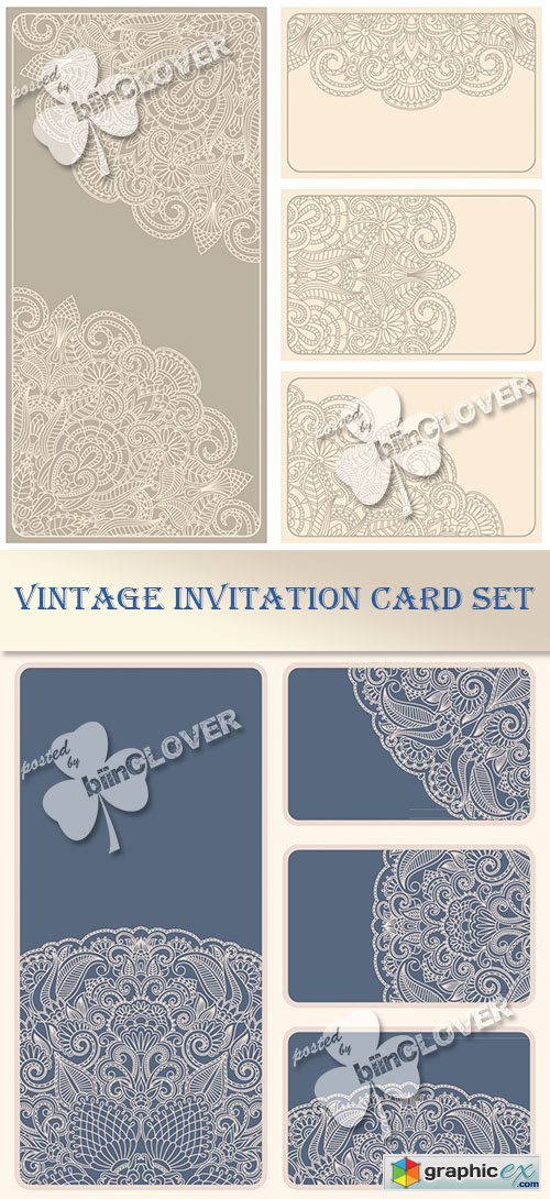 Vector Vintage invitation card set 0468