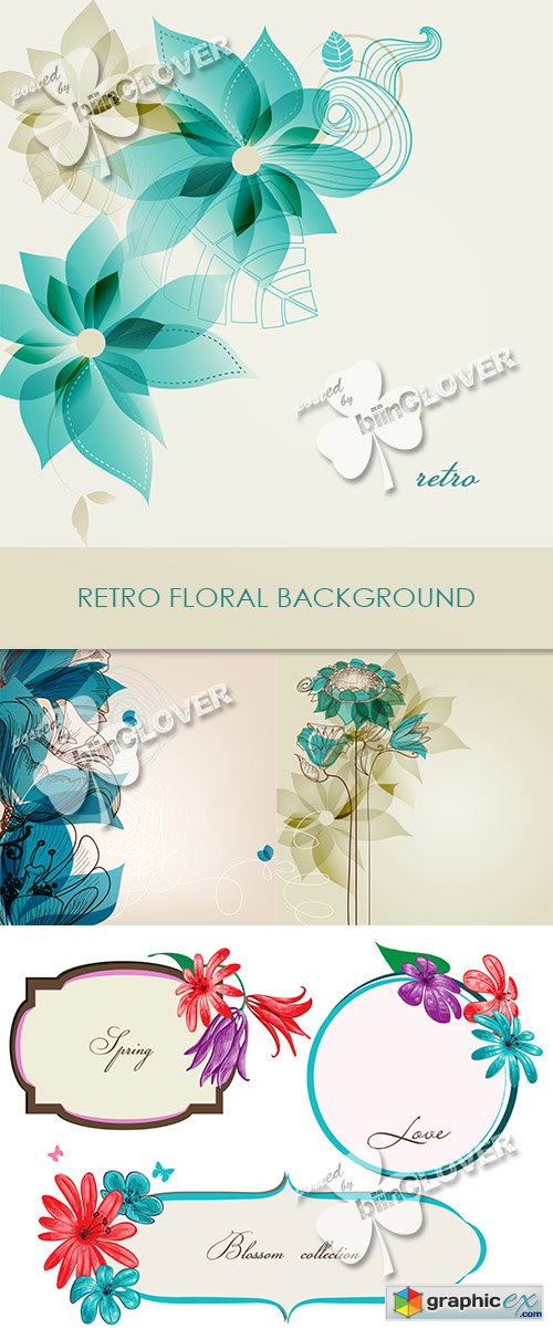 Vector Retro floral background 0466