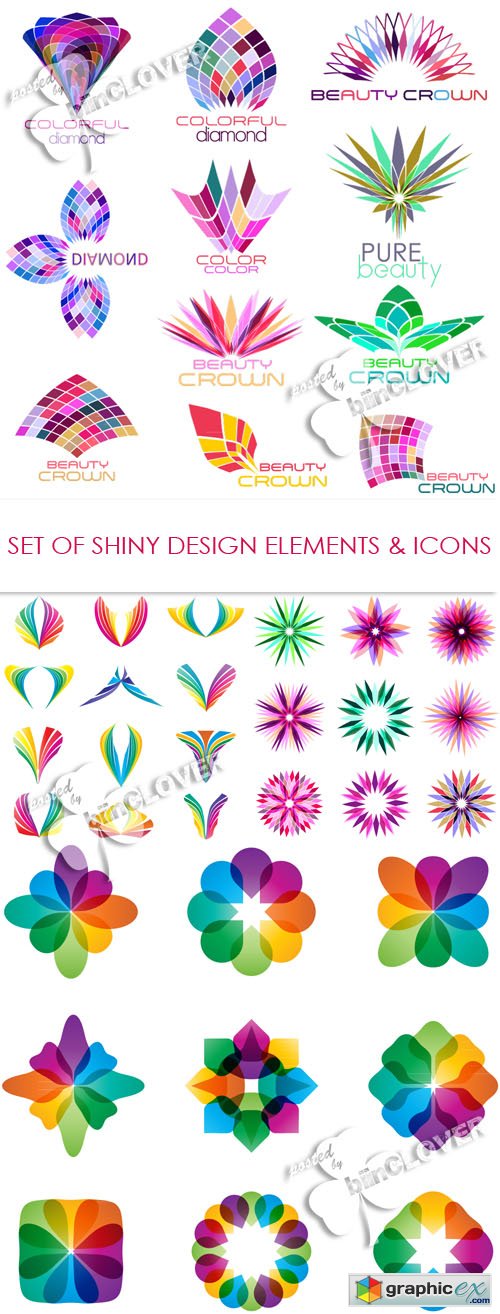 Vector Set of shiny design elements and icons 0465