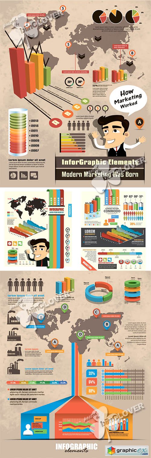 Vector Infographic design elements with a businessman 0464