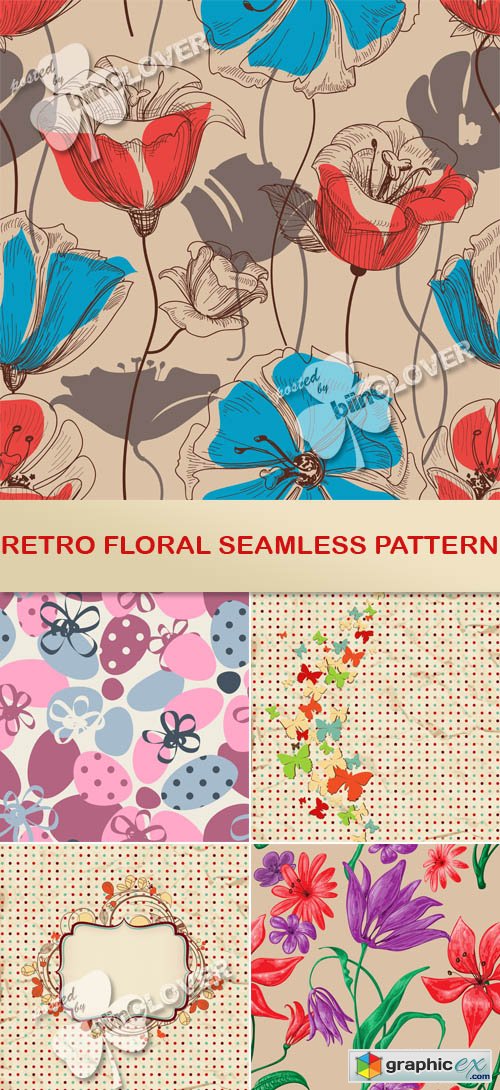Vector Retro floral seamless pattern 0461