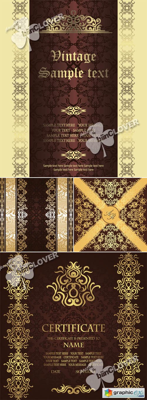 Vector Cards with vintage decoration 0454
