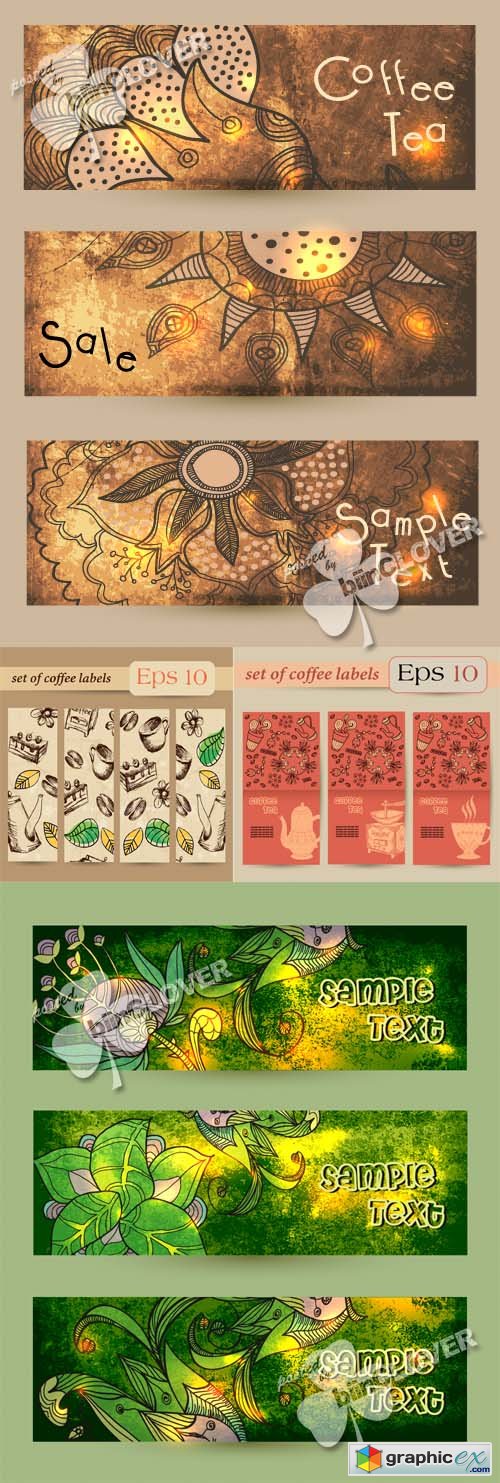 Vector Coffee banners and labels 0453