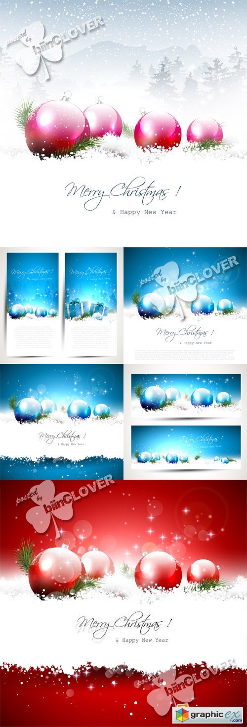 Vector New Year and Christmas cards 0551