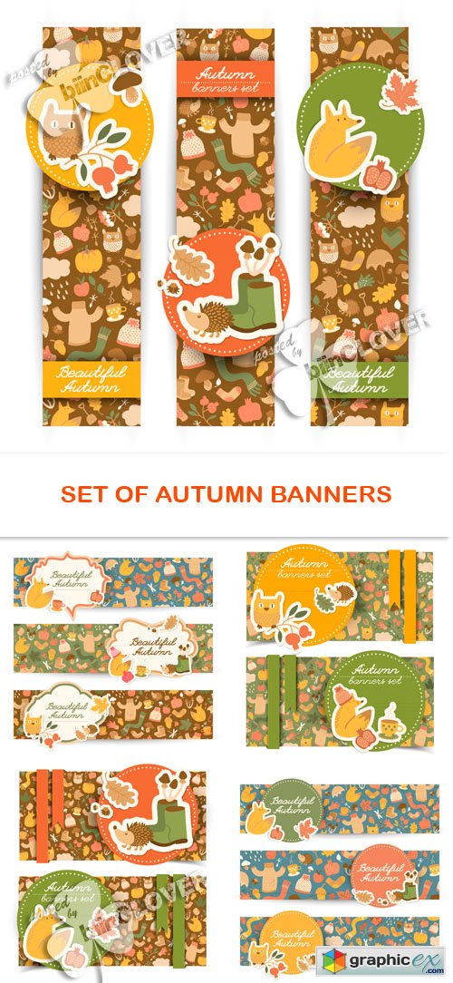Vector Set of autumn banners 0452