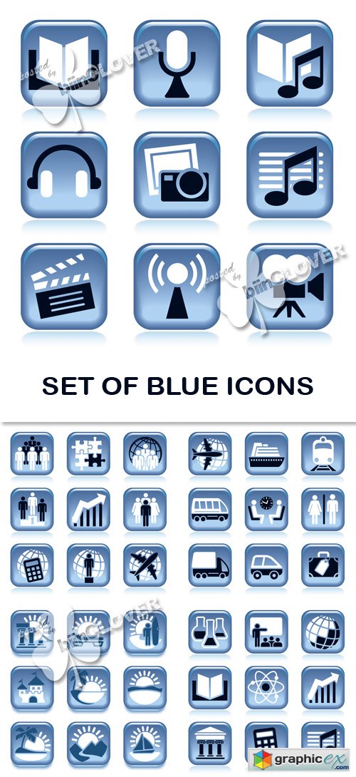 Set of blue icons 0450