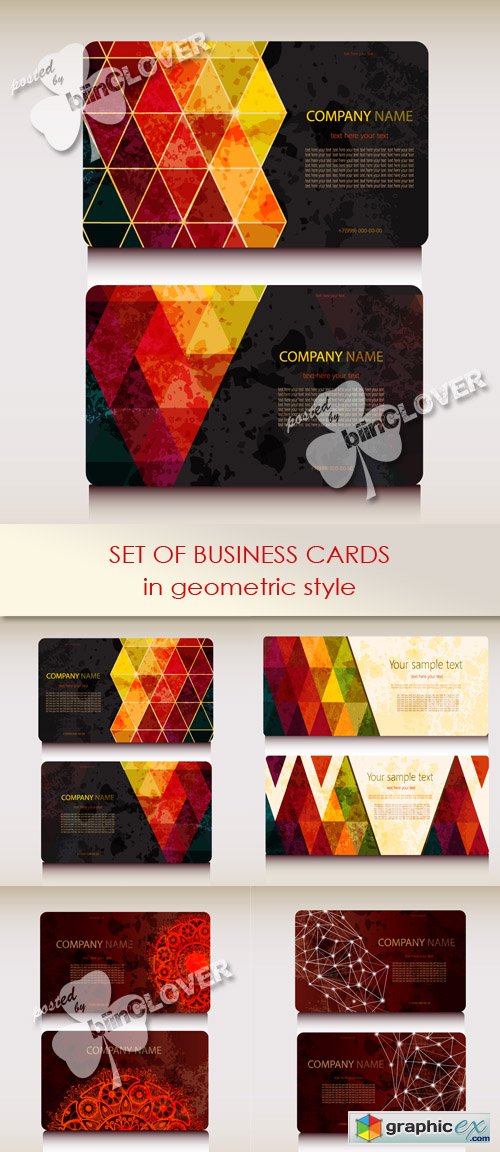Vector Set of business card in geometric style 0446