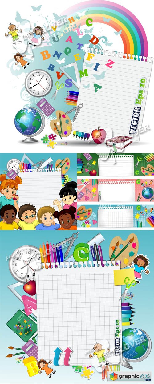 Vector Back to school background and banners 0445