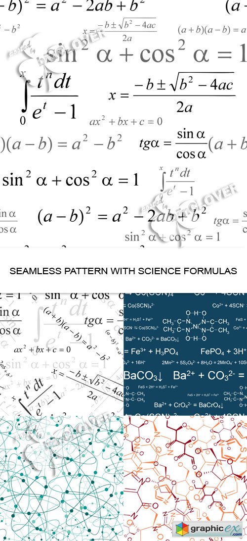 Vector Seamless pattern with science formulas 0445
