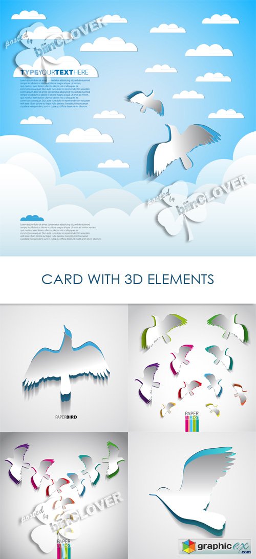 Vector Cards with 3D elements 0443