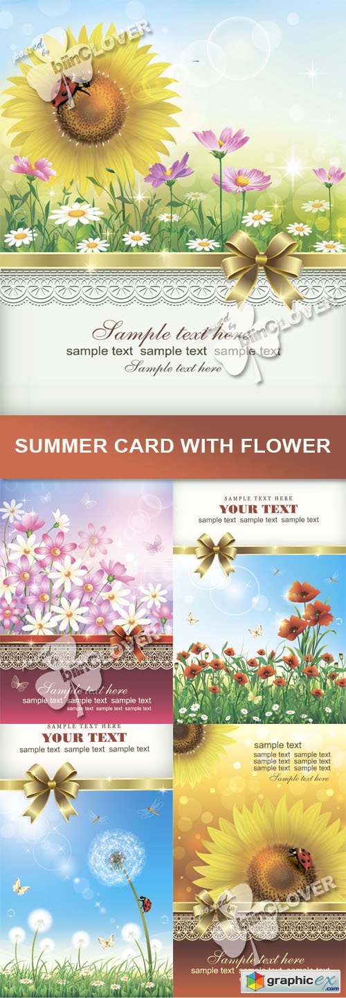 Vector Summer card with flower 0443