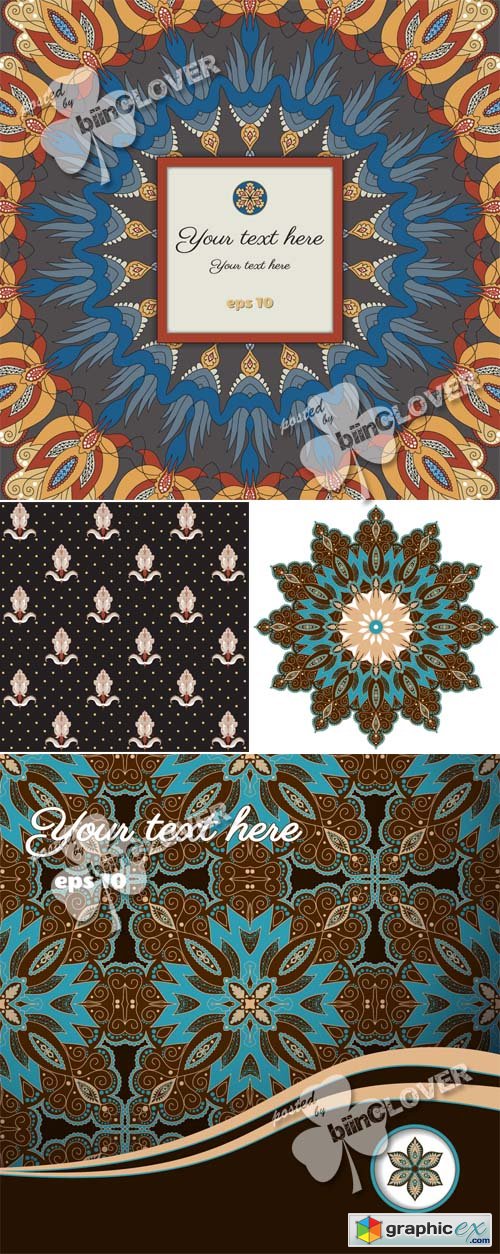 Vector Vintage ornate damask pattern 0422