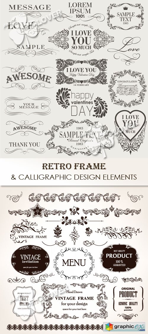 Vector Retro frame and calligraphic design elements 0442