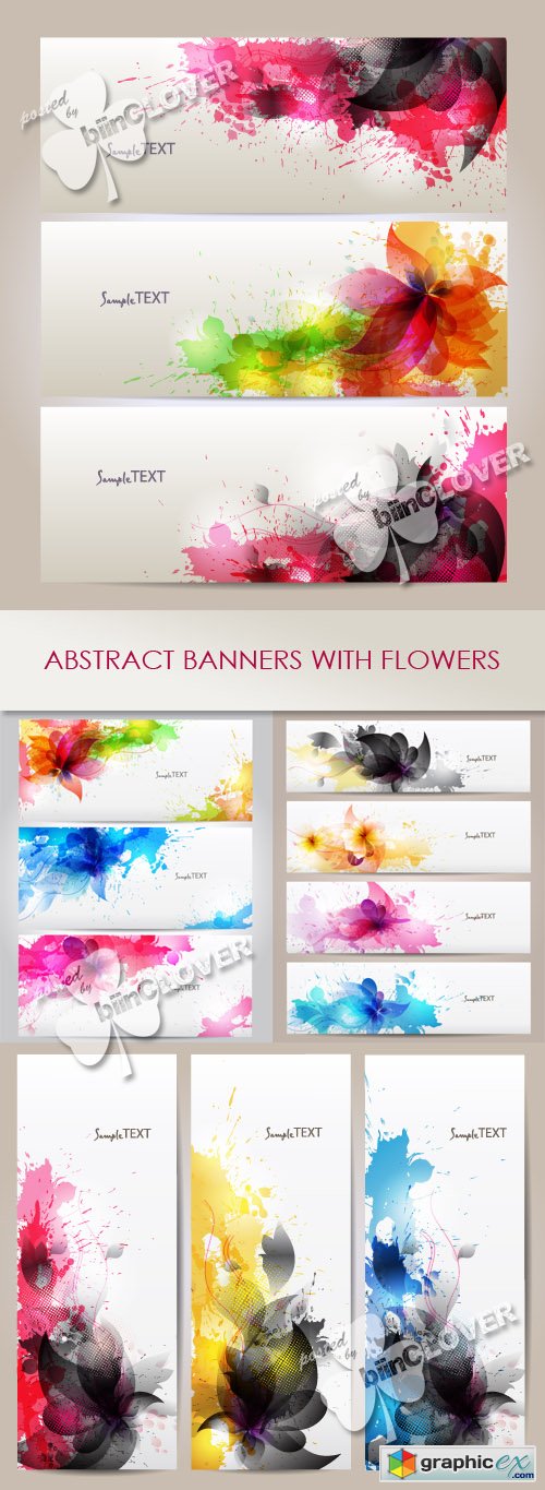 Vector Abstract banners with flowers 0437