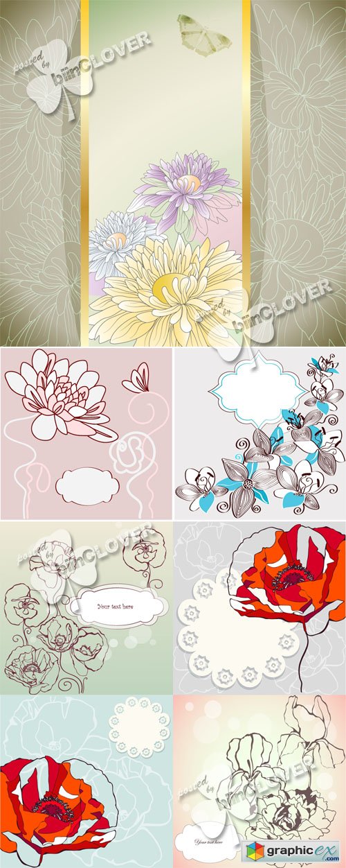 Vector Vintage cards with flowers 0434