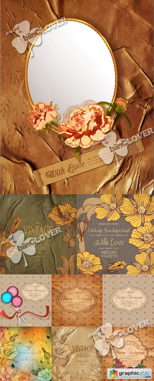 Vector Vintage greeting card of crumpled paper 0435