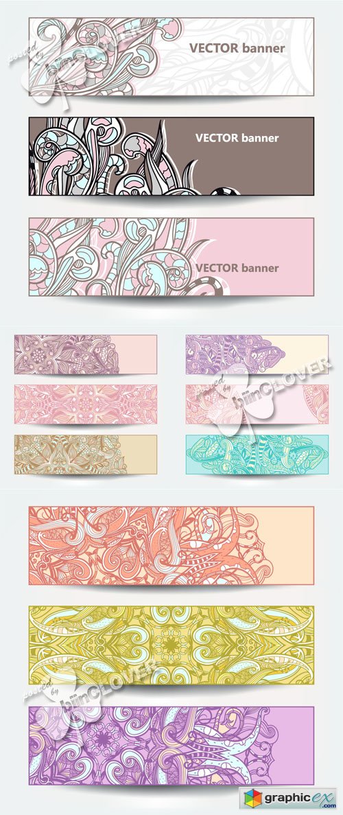 Vector Banners with floral ornaments 0436