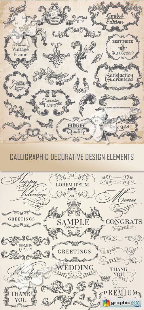 Vector Calligraphic decorative design elements 0436
